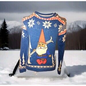 Toddland Sweater Sz S Ski Gnome Christmas Holiday Wool Blend Pullover Fair Isle